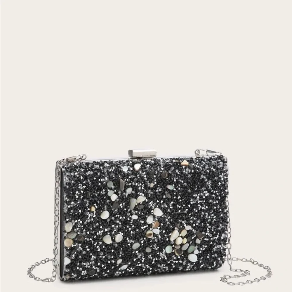 Boutique | Black Glitter Bling Rhinestone Clutch Purse